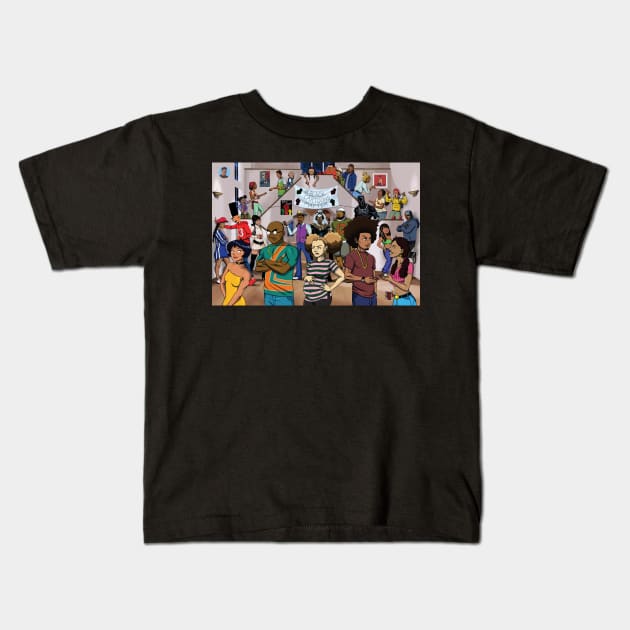 Black Cartoon Reunion #1 Kids T-Shirt by TreTre_Art